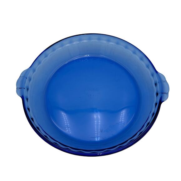 Vintage Pie Plate Pyrex Cobalt Blue 229 11 inch Scalloped Deep Dish - Picture 1 of 5
